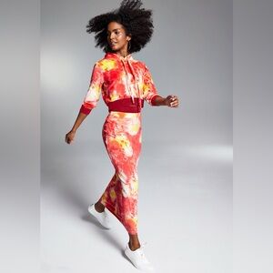 Misa Hylton for INC Printed Straight Skirt & Cropped Tie-Dyed Hoodie Set Size M